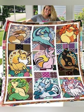 Pokemon Eevee Evolution Throw Blanket